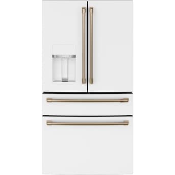 Cafe Standard-Depth 27.8 cu. ft. French Door Refrigerator with Ice Maker (Matte White with Brushed Bronze Handles) ENERGY STAR