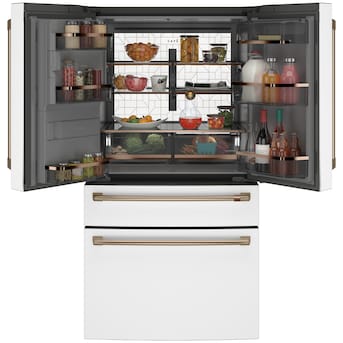 Cafe Standard-Depth 27.8 cu. ft. French Door Refrigerator with Ice Maker (Matte White with Brushed Bronze Handles) ENERGY STAR
