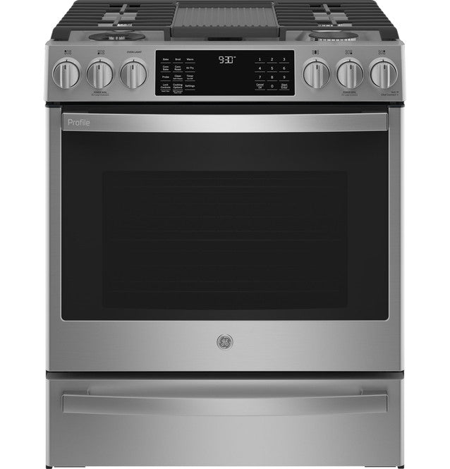 GE Profile 30 in. Smart Slide-In Front Control Gas Range with No Preheat Air Fry