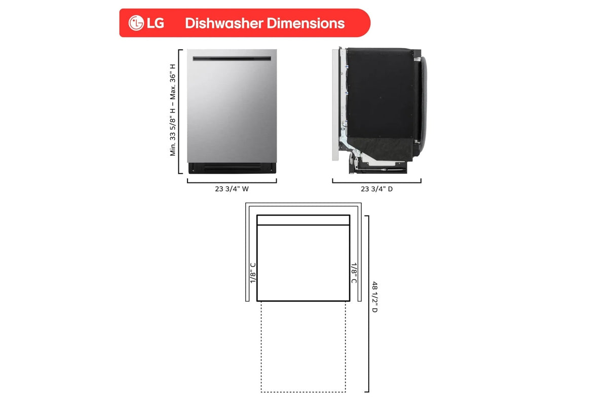 LG Smart Top Control FlushFit Design Dishwasher with 1-Hour Wash & Dry, QuadWash Pro, TrueSteam and Dynamic Heat Dry