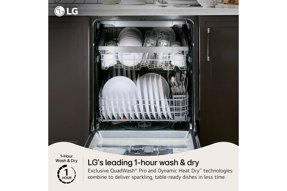 LG Smart Top Control FlushFit Design Dishwasher with 1-Hour Wash & Dry, QuadWash Pro, TrueSteam and Dynamic Heat Dry