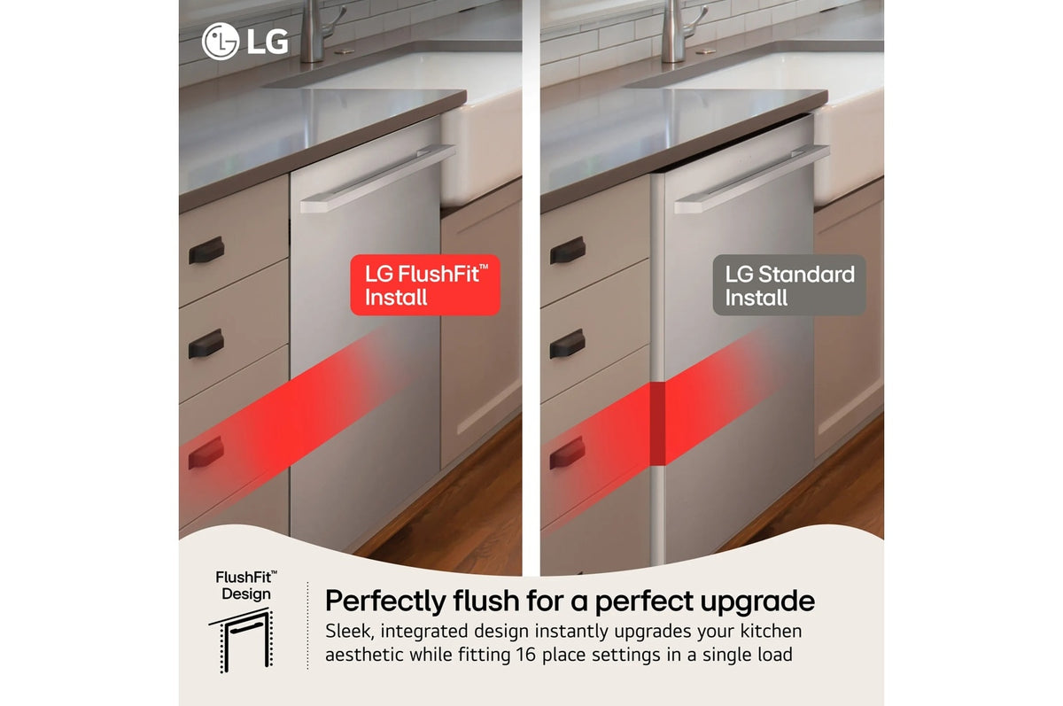 LG Smart FlushFit Top Control Dishwasher with 1-Hour Wash & Dry, QuadWash Pro, and Dynamic Heat Dry w/AutoVent Dry
