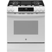 GE 30 in. 5-Burners Slide-In Smart Gas Conv. Range White w/ EasyWash Oven Tray - Model GGS600AVWW