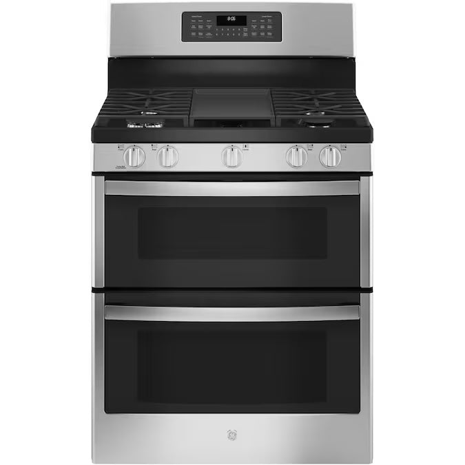 GE 30 in. 6.8 cu. ft. FS Double Oven Gas Range Stainless w/ Conv. & Air Fry - Model JGBS86SPSS