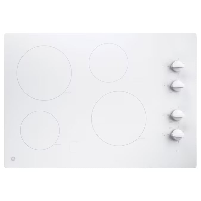 GE 30 in. 4 Burner Element Radiant Electric Cooktop White including 2 Power - Model JP3030TWWW