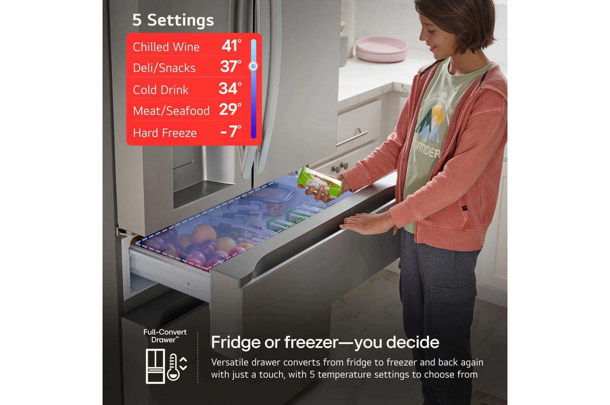LG 29 cu. ft. Smart Standard-Depth MAX 4-Door French Door Refrigerator - full convert drawer