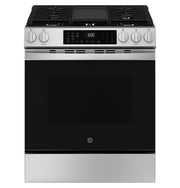 GE 30 in. 5-Burner Slide-In Smart Gas Convection Range in Stainless with EasyWash Oven