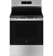 GE 30 in. 5 Burner Free-Standing Electric Range in Stainless with Crisp Mode