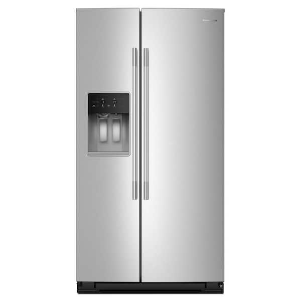 KitchenAid 36 in. 20.8 cu. ft. Counter Depth Side-by-Side Refrigerator with Exterior Ice and Water Dispenser (Stainless Steel)