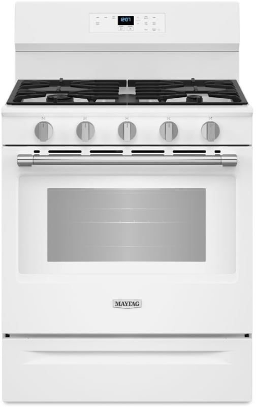 Maytag 30 in. Freestanding Gas Range with 5 Sealed Burners, Power Burner, Storage Drawer (White)