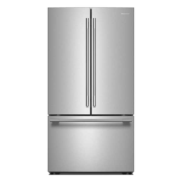 KitchenAid 36 in. 31 cu. ft. Standard Depth French Door Refrigerator in PrintShield Stainless with Interior Water and Ice